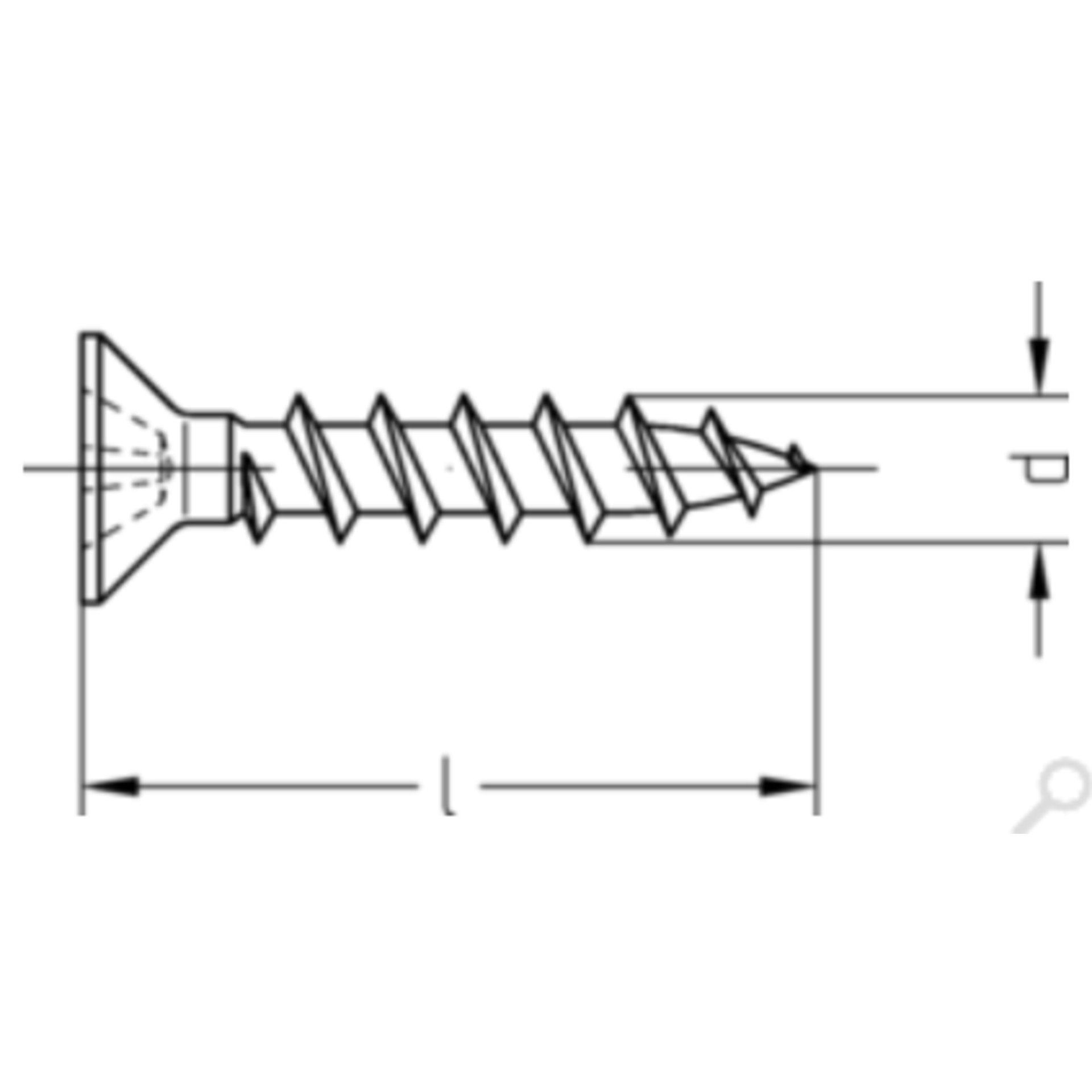Fensterbauschraube mit Senkkopf-H 4,0 x 25 mm, Wendelspitze, Spezialgewinde