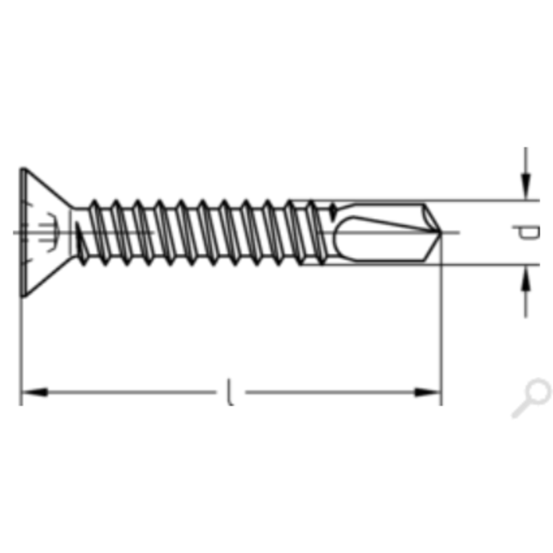 Fensterbauschraube mit Senkkopf-H 3,9 x 16 mm, Bohrspitze
