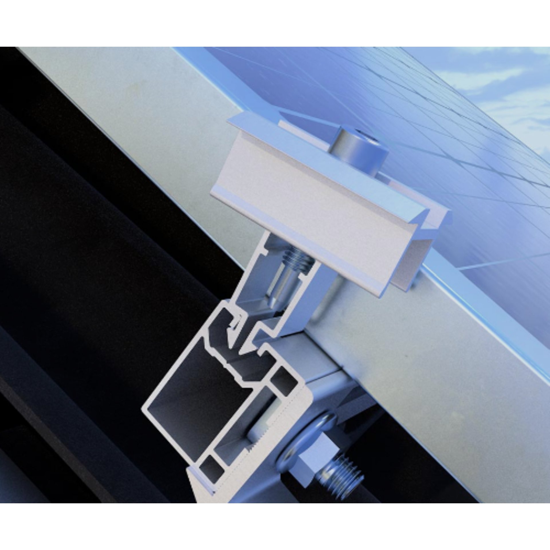 Modul Mittelklemme ready 30 - 40 x 37,6 mm, Aluminium, montiert