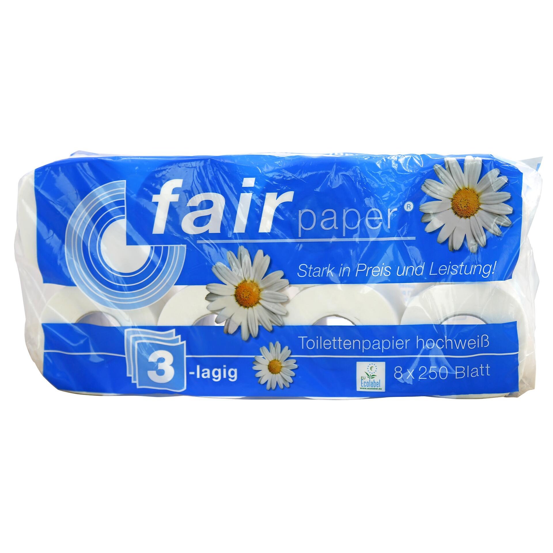 Toilettenpapier 3-lagig 250 Blatt, weiß 72 Rollen / Pack