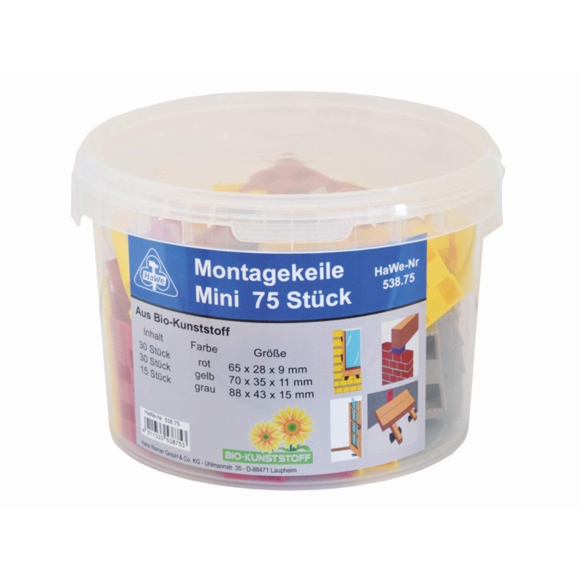 Montagekeile Sortiment 75 St. gemischt im Eimer