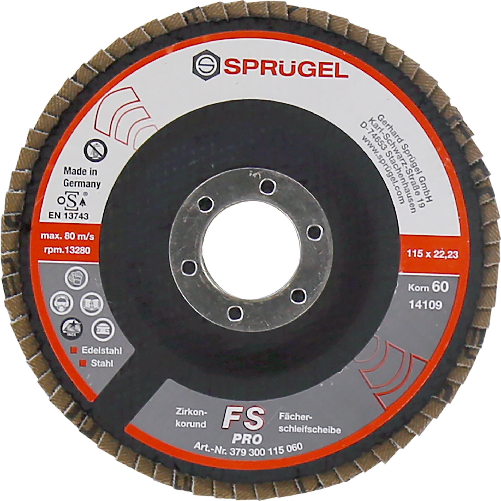 FS PRO Fächerschleifscheiben 115 mm K 40 zirkonkorund